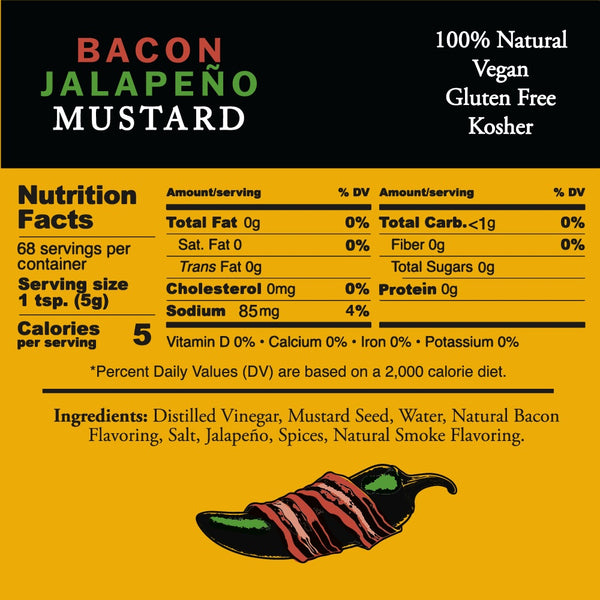 Bacon Jalapeño Mustard - All Natural, Gluten Free, Vegan, Kosher