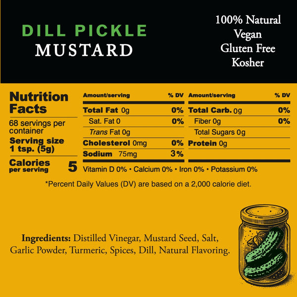 Dill Pickle Mustard - All Natural, Gluten Free, Vegan & Kosher