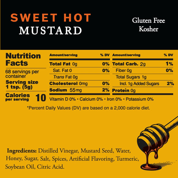Sweet Hot Mustard with Honey - Gluten Free & Kosher