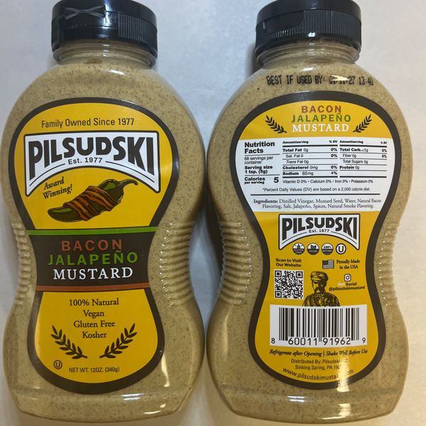 Bacon Jalapeño Mustard - All Natural, Gluten Free, Vegan, Kosher