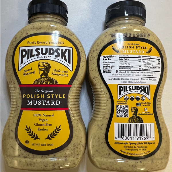 Polish Style Mustard with Horseradish - All Natural, Gluten Free, Vegan & Kosher