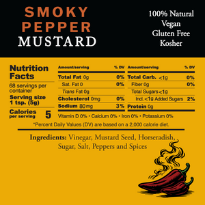 Smoky Pepper Mustard - All Natural, Gluten Free, Vegan & Kosher